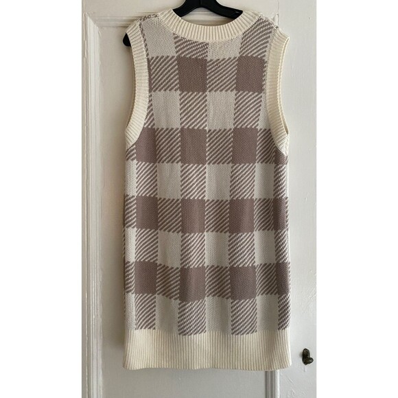 90's style Abercrombie & Fitch Argyle V-Neck Sweater Dress Size M Cream Tan - Picture 6 of 10